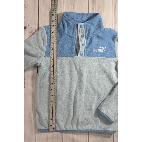 PUMA Girl's Pullover 1/4 Button Up Blue Size M (7-8) Fleece Soft Two Tone - Picture 7 of 10